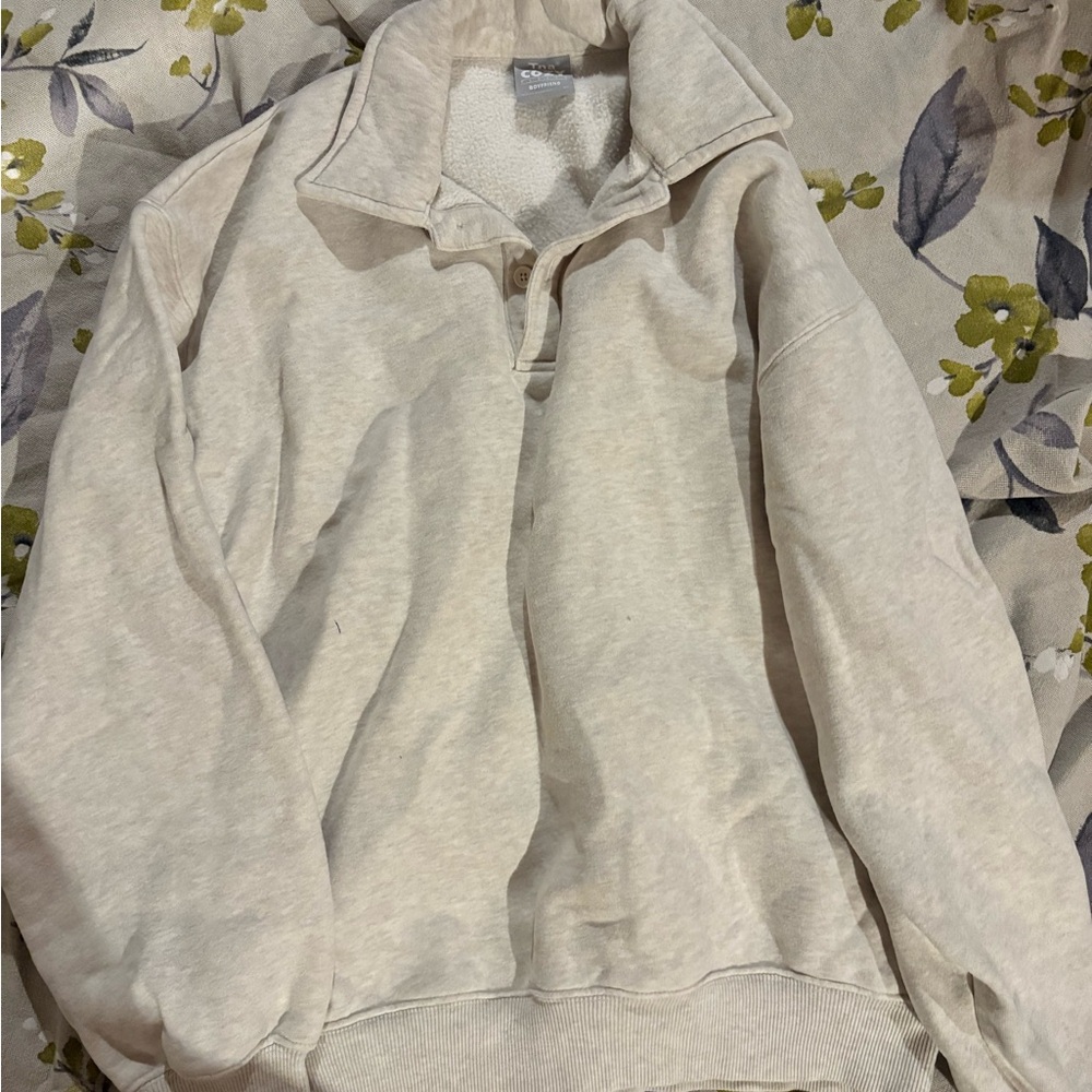 TNA Cream Button-Up Fleece Pullover